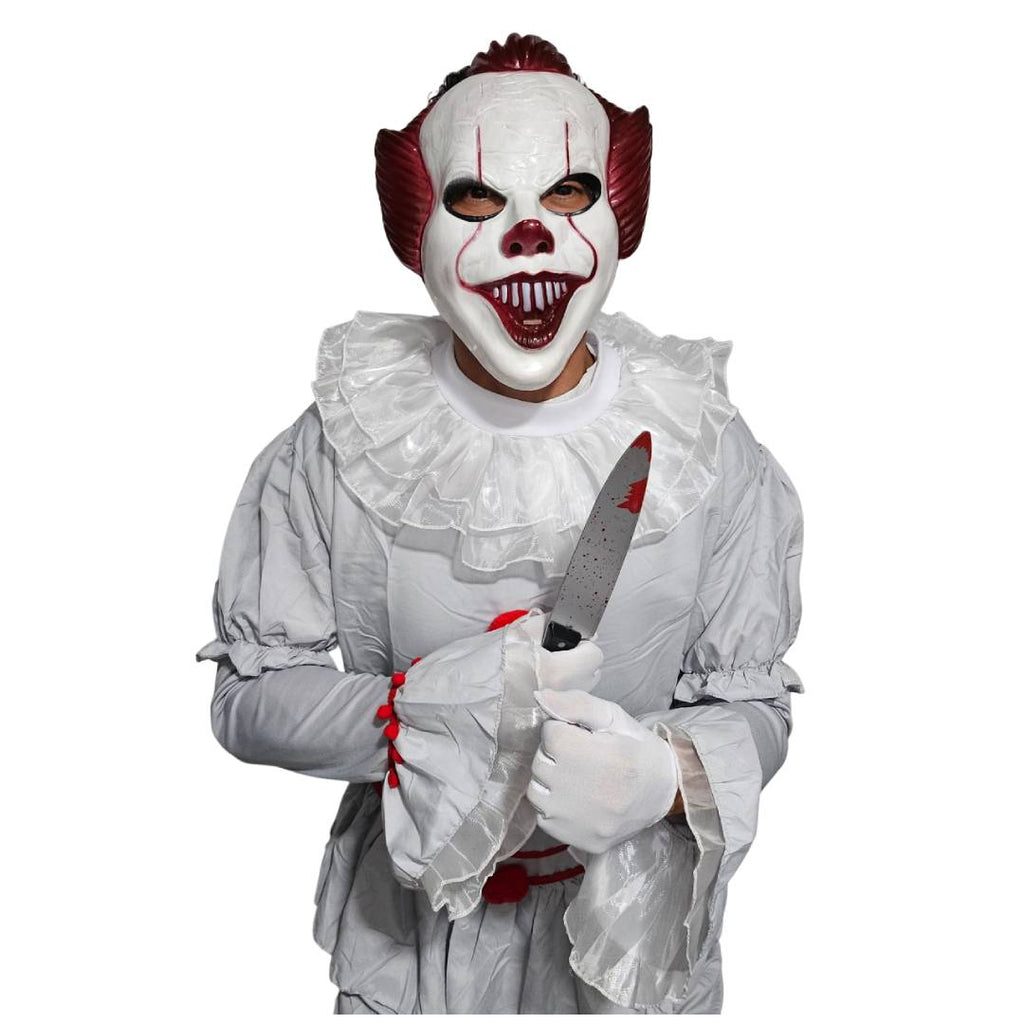 Disfraz de Payaso Siniestro para Hombre - Set Completo con Máscara y Cuchillo Falso, Tallas M, L, XL - Halloween