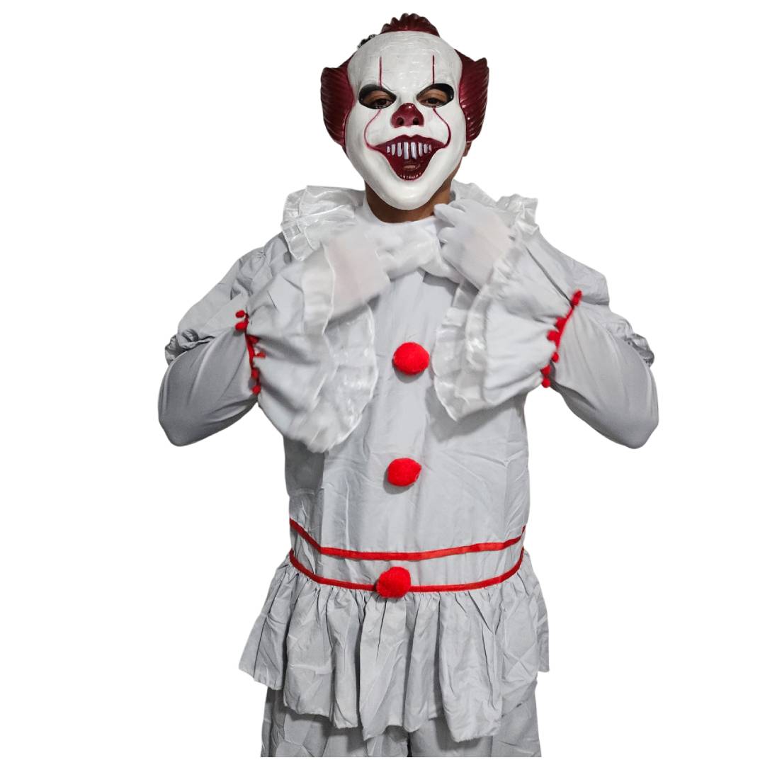 Disfraz de Payaso Siniestro para Hombre - Set Completo con Máscara y Cuchillo Falso, Tallas M, L, XL - Halloween