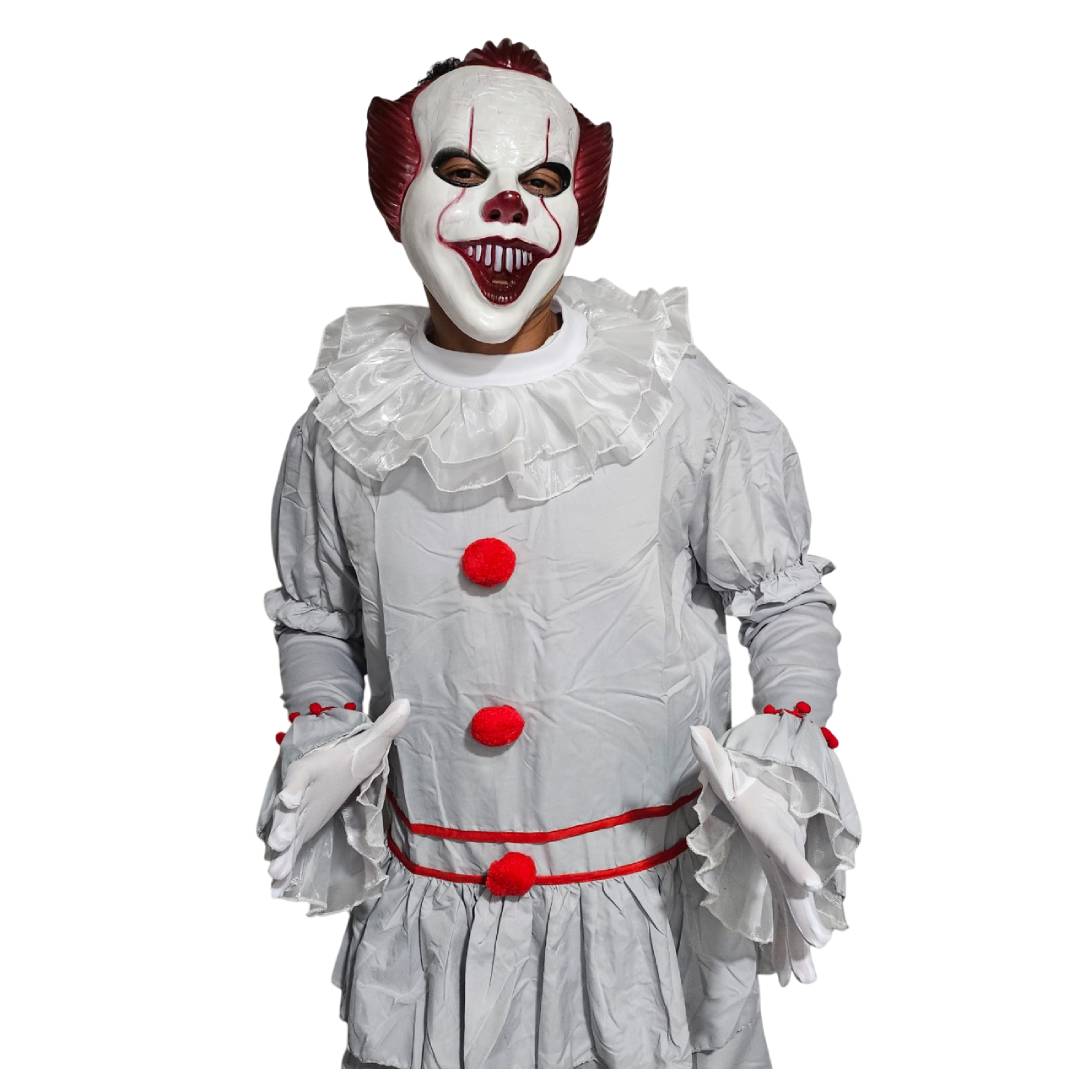 Disfraz de Payaso Siniestro para Hombre - Set Completo con Máscara y Cuchillo Falso, Tallas M, L, XL - Halloween