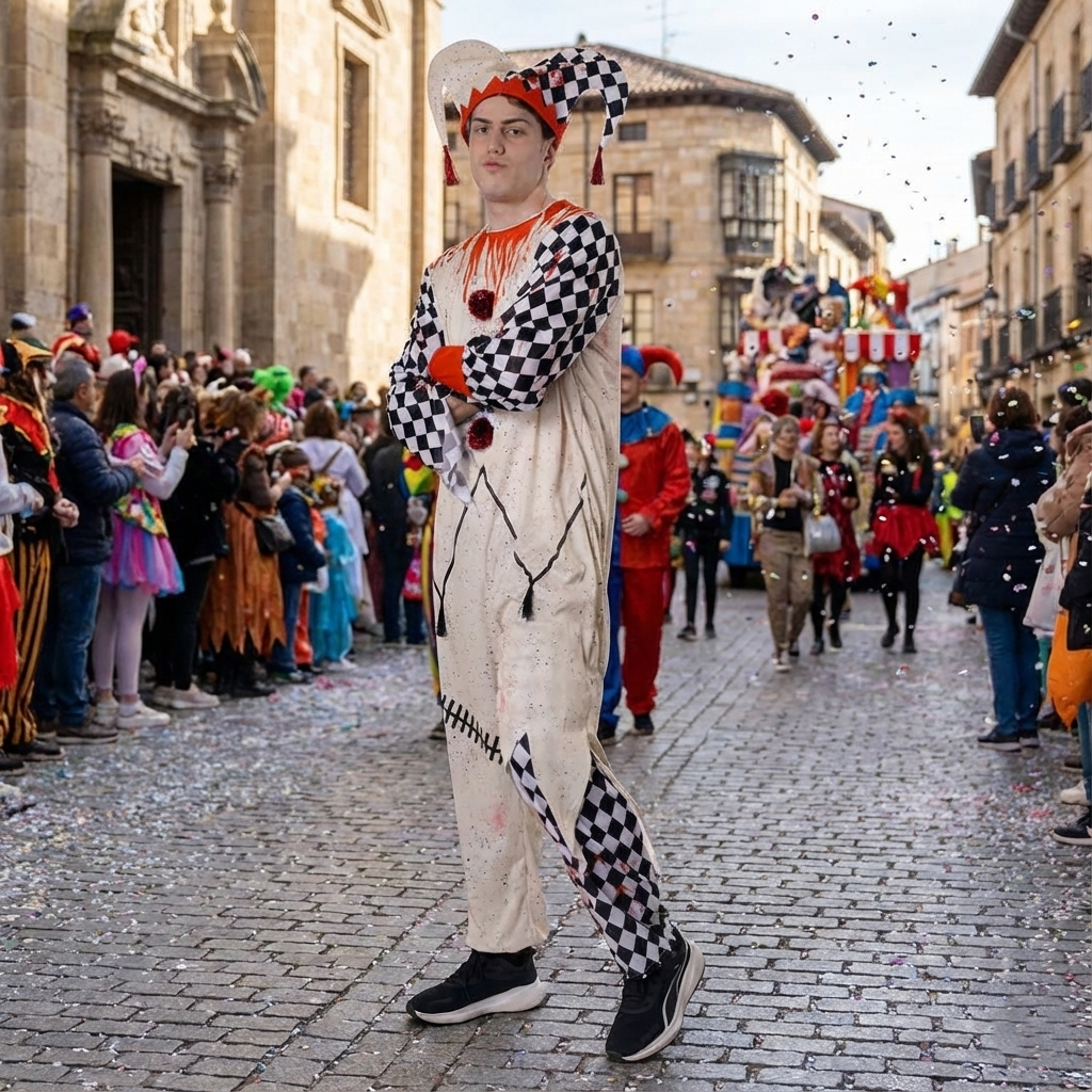 Disfraz de Bufón Arlequín para Hombre (Mono + Gorro)