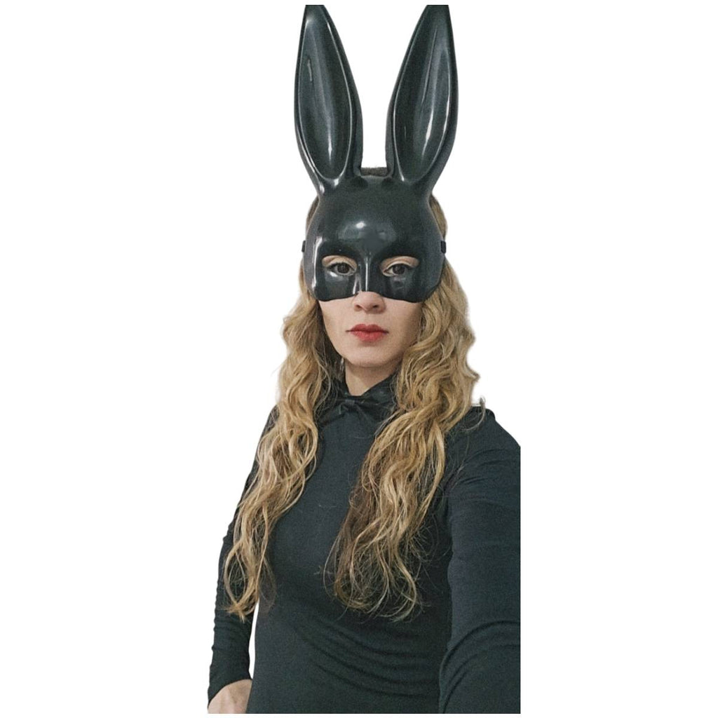 Disfraz Coneja Sexy Mujer - Vestido Negro para la Noche, Máscara y Pajarita - Halloween, Carnaval, Show Baile.