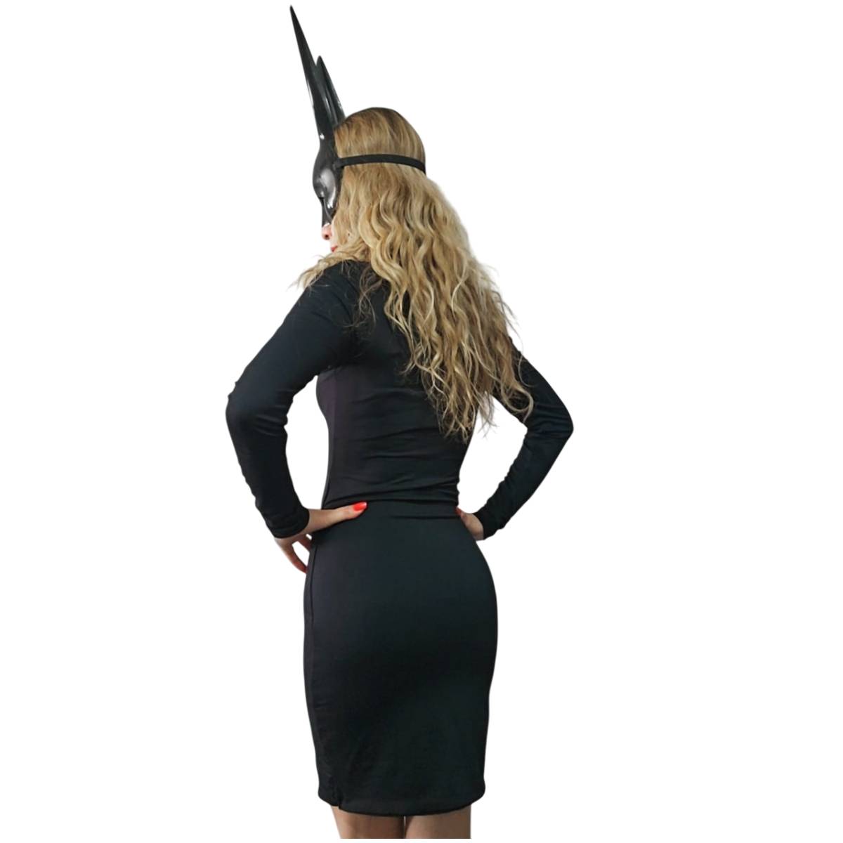 Disfraz Coneja Sexy Mujer - Vestido Negro para la Noche, Máscara y Pajarita - Halloween, Carnaval, Show Baile.
