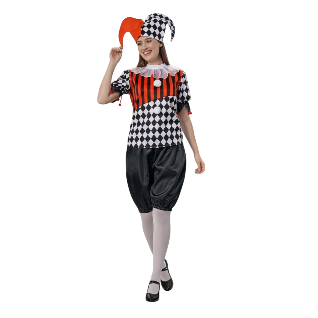 Disfraz de Arlequina para Mujer - Estilo Bufón de Circo | Traje Payaso Medieval para Carnaval | Look Completo