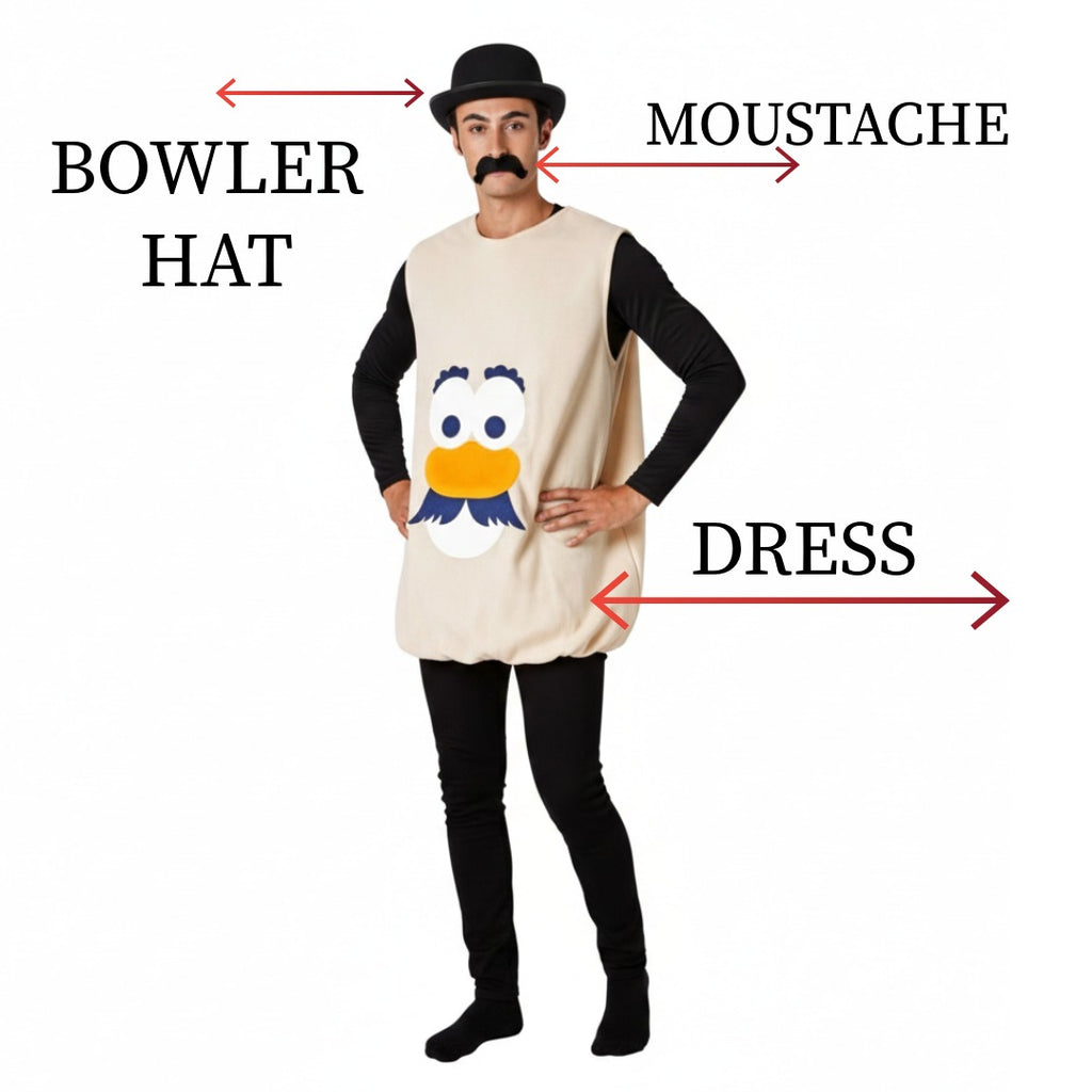Disfraz de Patata Divertida para Adulto - Traje con Sombrero y Bigote para Carnaval, Fiesta Halloween | Traje de personaje animado
