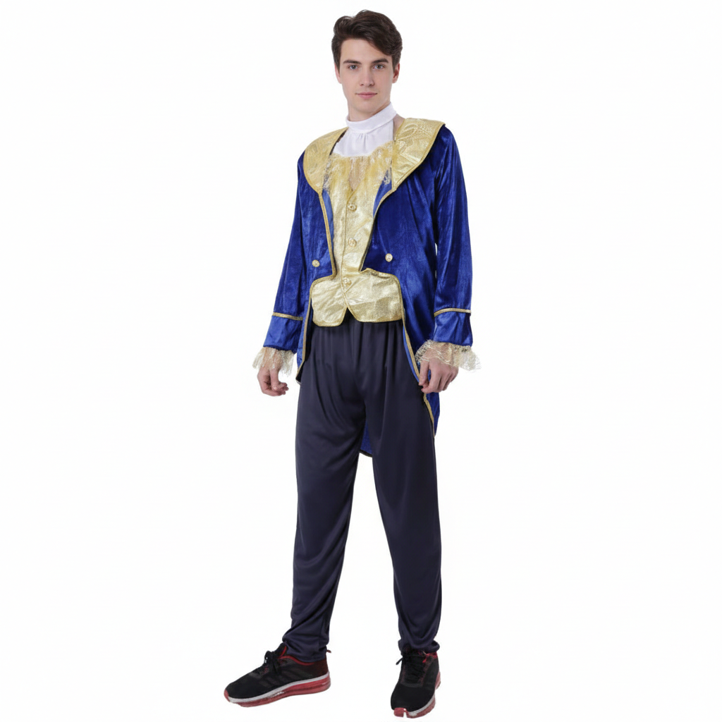 Disfraz de Príncipe Bestia Azul de Cuento para Adulto - Traje de Gala Real para Carnaval y Eventos