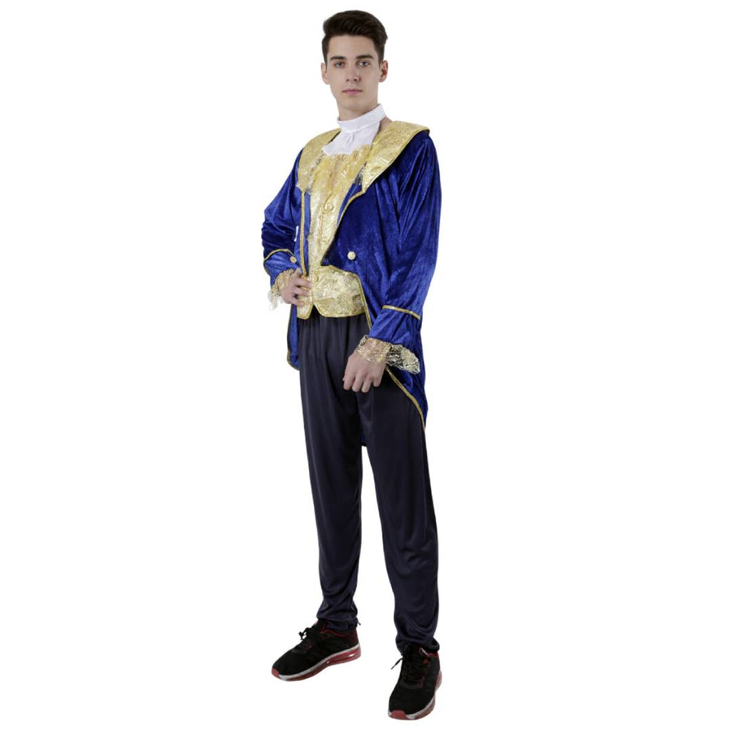 Disfraz de Príncipe Bestia Azul de Cuento para Adulto - Traje de Gala Real para Carnaval y Eventos