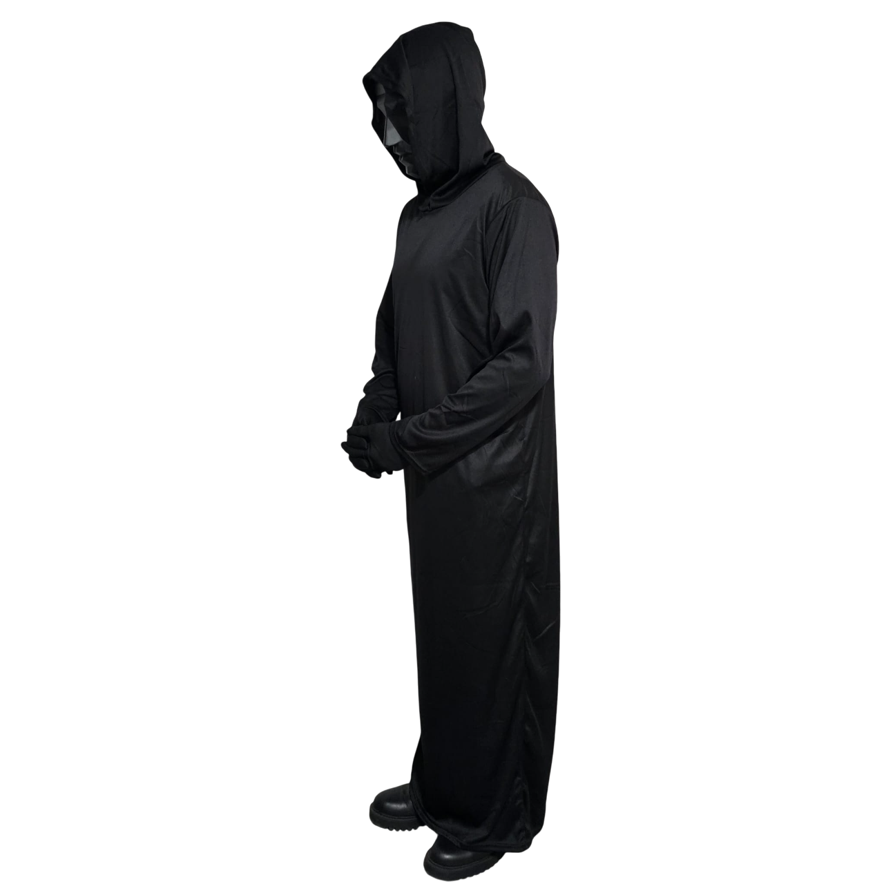 Disfraz Jefe Enmascarado Negro con Túnica y Capucha Hombre | Cosplay Manga para Fiestas Halloween y Carnaval | Talla S-M-L-XL
