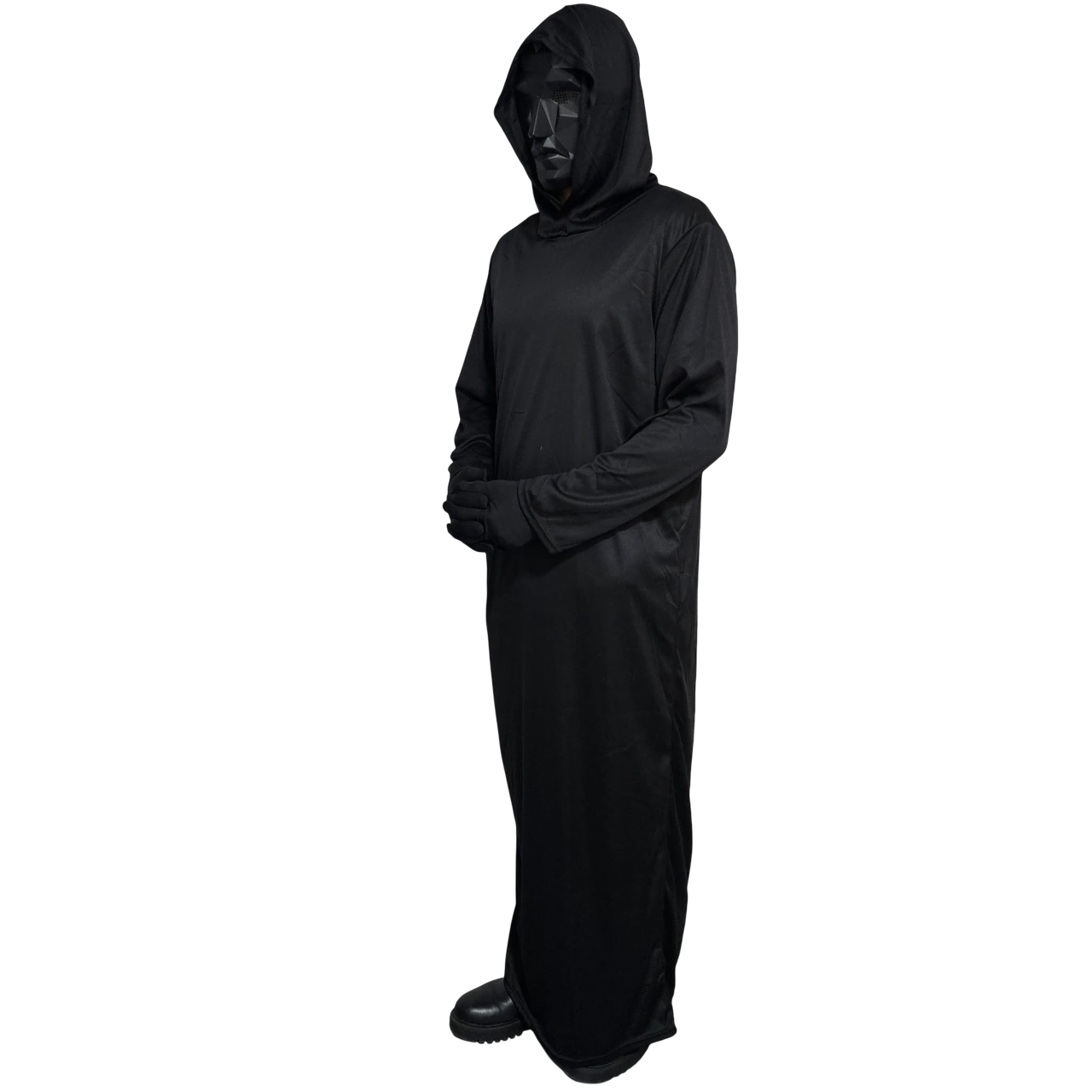 Disfraz de jefe Enmascarado Negro con Túnica y Capucha | Cosplay Infantil para Fiestas Halloween y Carnaval | Talla 3-12 años