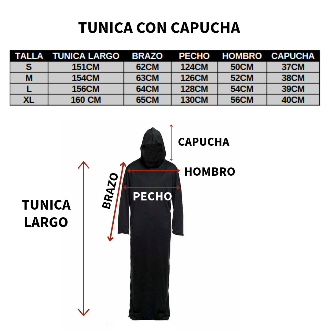 Disfraz de Asesino de Película de Terror para Adulto - Kit Completo con Túnica Negra, Máscara con Capucha, Guantes y Cuchillo Sangriento - Tallas S a XL para Halloween, Carnaval y Eventos de Miedo