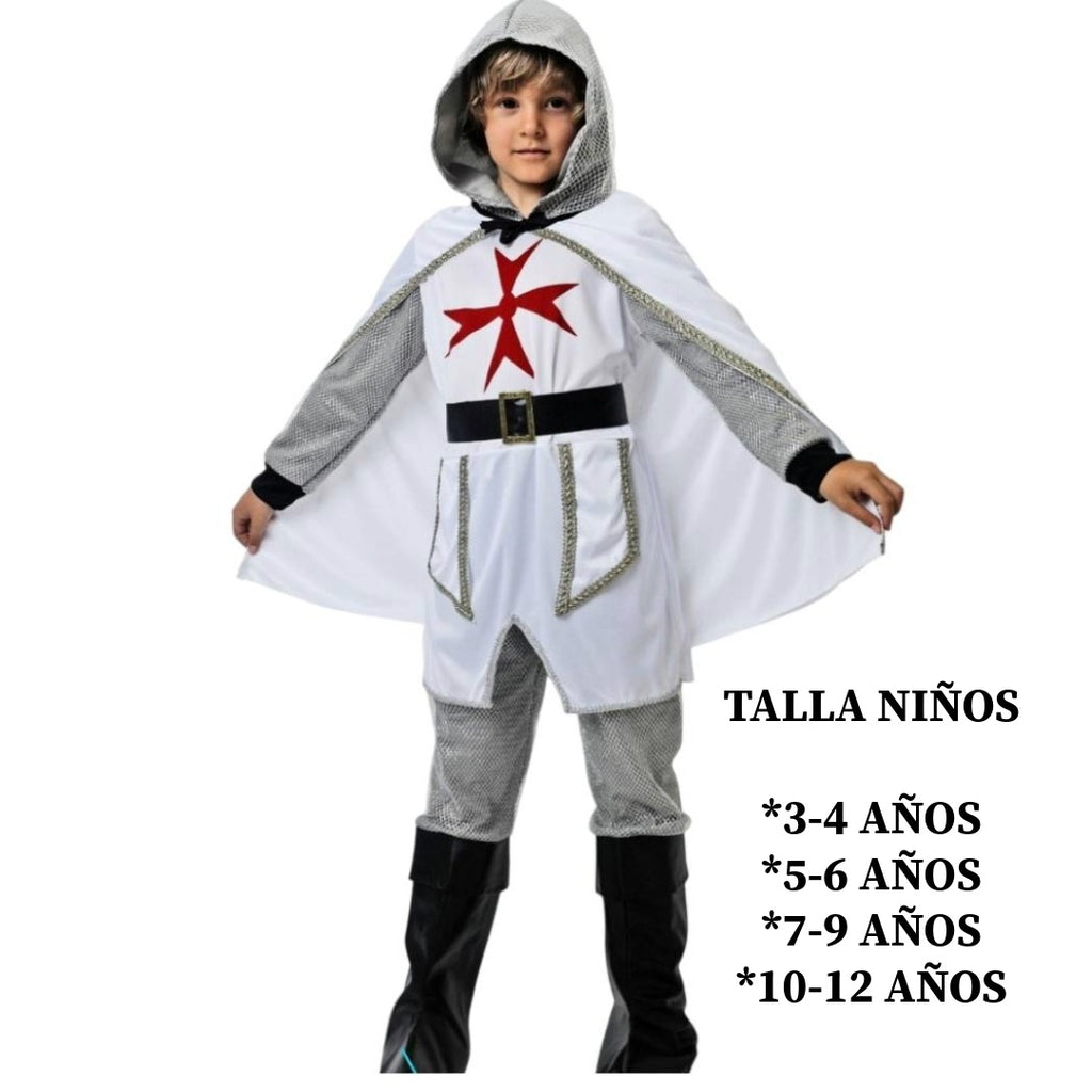Disfraz Guerrero Medieval para Niño - Incluye Túnica, Capa con Capucha, Cinturón y Botas - Ideal para Carnaval, Halloween y Fiestas de Disfraces - Tallas 3 a 12 Años
