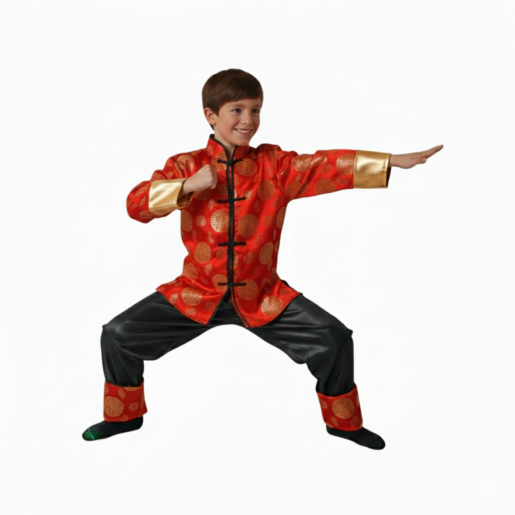 Disfraz de Guerrero Oriental para Niño - Cultura China Traje Camisa y Pantalón - Carnaval, Fiesta Halloween