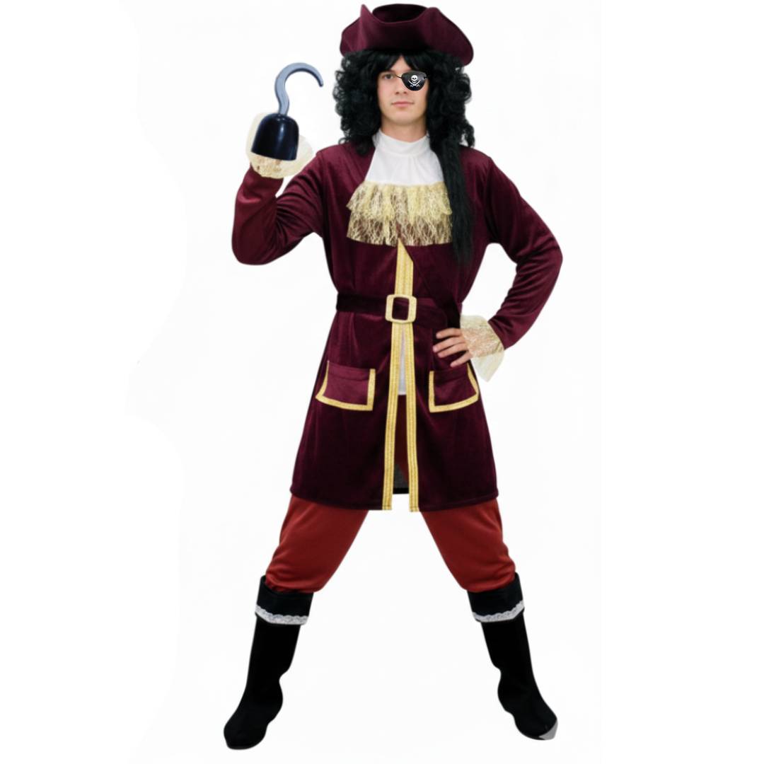 Disfraz de Capitán Garfio para Hombre | Traje Pirata de Lujo para Carnaval y Fiesta Halloween | Talla M,L,XL