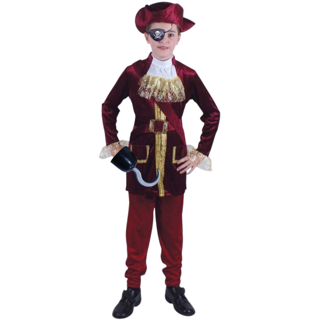 Disfraz de Pirata Capitán Real para Niños | Traje Completo para Carnaval y Fiestas Halloween