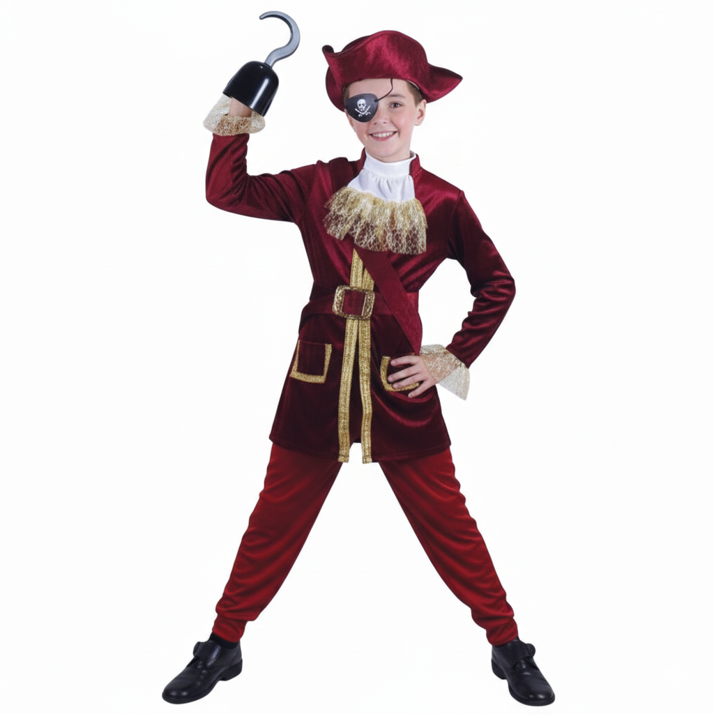Disfraz de Pirata Capitán Real para Niños | Traje Completo para Carnaval y Fiestas Halloween