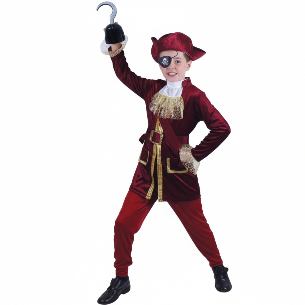 Disfraz de Pirata Capitán Real para Niños | Traje Completo para Carnaval y Fiestas Halloween