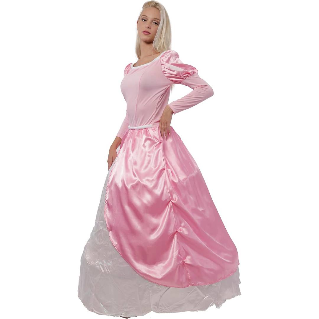 Disfraz de Princesa Clásica Rosa - Vestido Largo Satén para Carnaval, Fiesta Halloween | Look Real