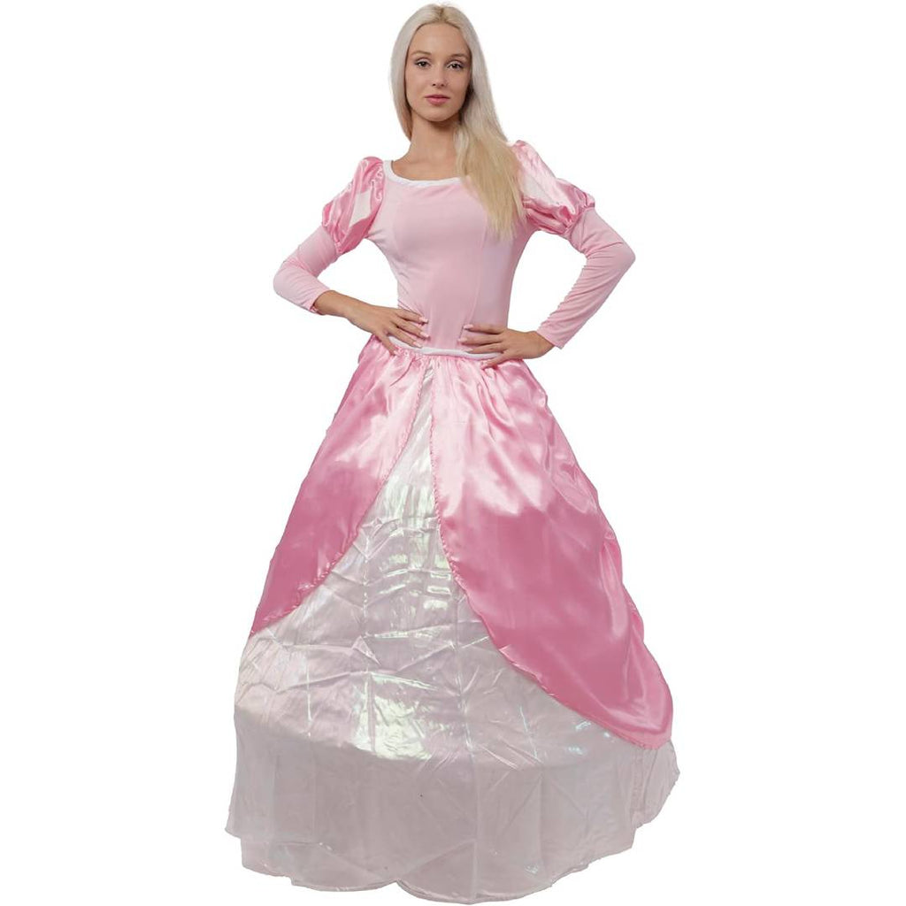 Disfraz de Princesa Clásica Rosa - Vestido Largo Satén para Carnaval, Fiesta Halloween | Look Real