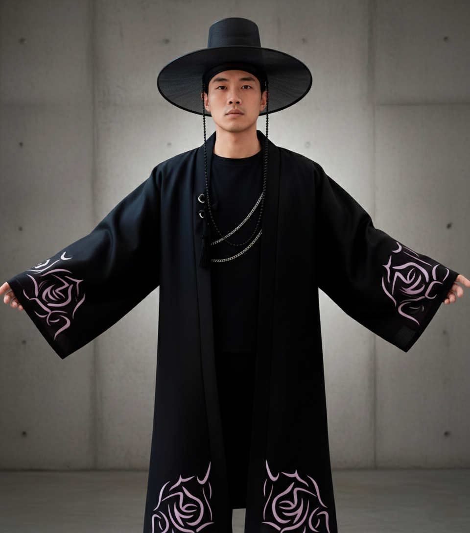 Disfraz Guardián Oscuro Oriental - Traje Manga con Sombrero Gat Coreano - Talla Única