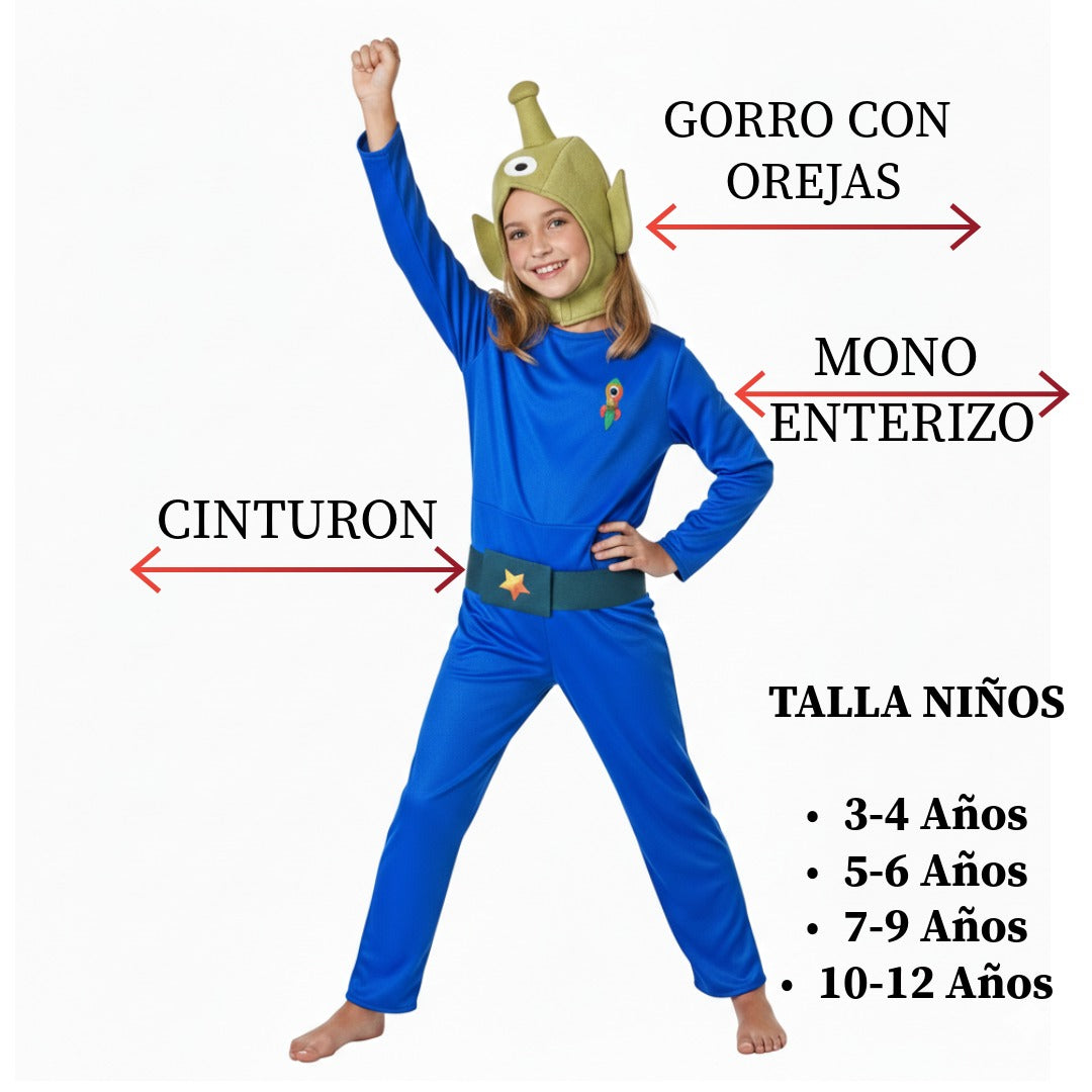 Disfraz Alíen Marciano Galáctico para Niños - Traje Extraterrestre Alienígena Azul | Carnaval y Halloween