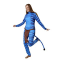 Disfraz de Criatura Azul para Mujer - Mono Elástico Estampado con Cola para Carnaval y Cosplay - Tallas S a XL