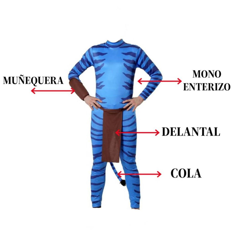 Disfraz de Criatura Azul para Mujer - Mono Elástico Estampado con Cola para Carnaval y Cosplay - Tallas S a XL