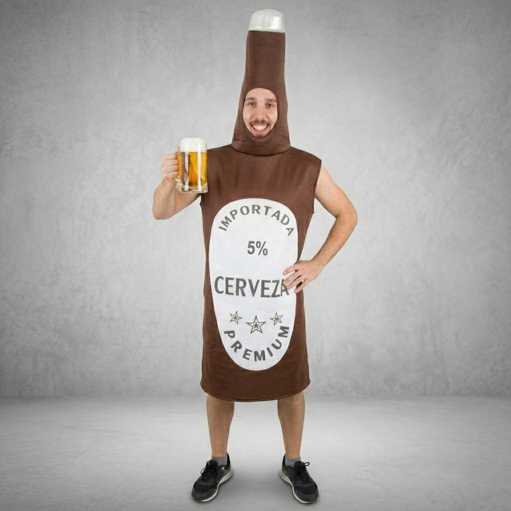 Disfraz de Botella de Cerveza para Adulto - Talla Única Unisex | Traje Original y Divertido para Carnaval, Halloween, Despedidas y Fiestas Temáticas - Disfraz de Cerveza Importada Premium en Una Pieza