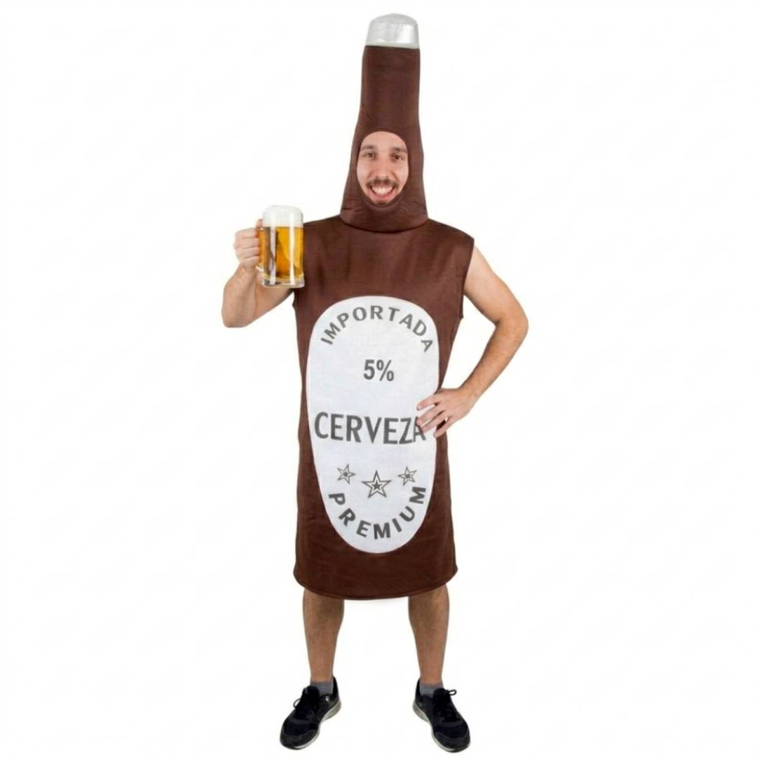 Disfraz de Botella de Cerveza para Adulto - Talla Única Unisex | Traje Original y Divertido para Carnaval, Halloween, Despedidas y Fiestas Temáticas - Disfraz de Cerveza Importada Premium en Una Pieza