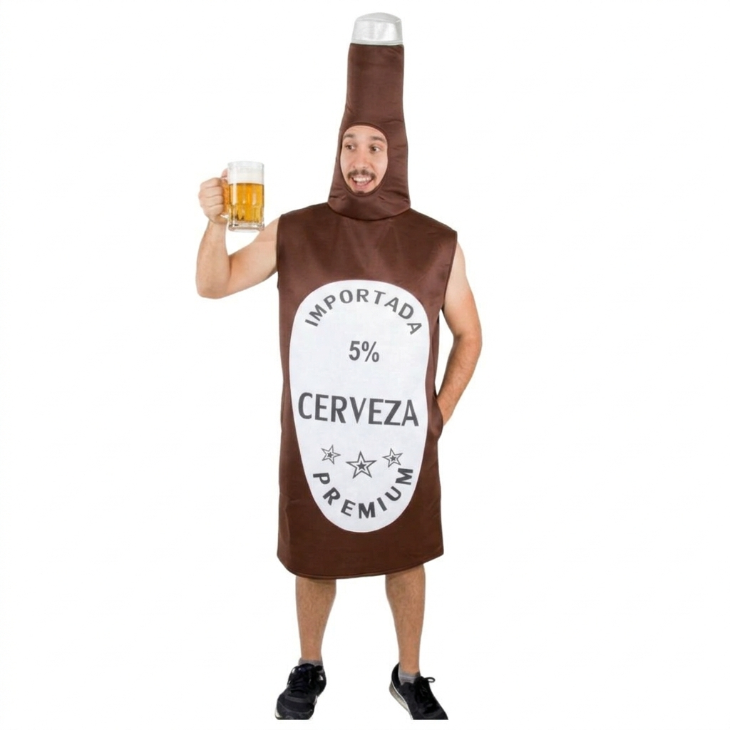 Disfraz de Botella de Cerveza para Adulto - Talla Única Unisex | Traje Original y Divertido para Carnaval, Halloween, Despedidas y Fiestas Temáticas - Disfraz de Cerveza Importada Premium en Una Pieza