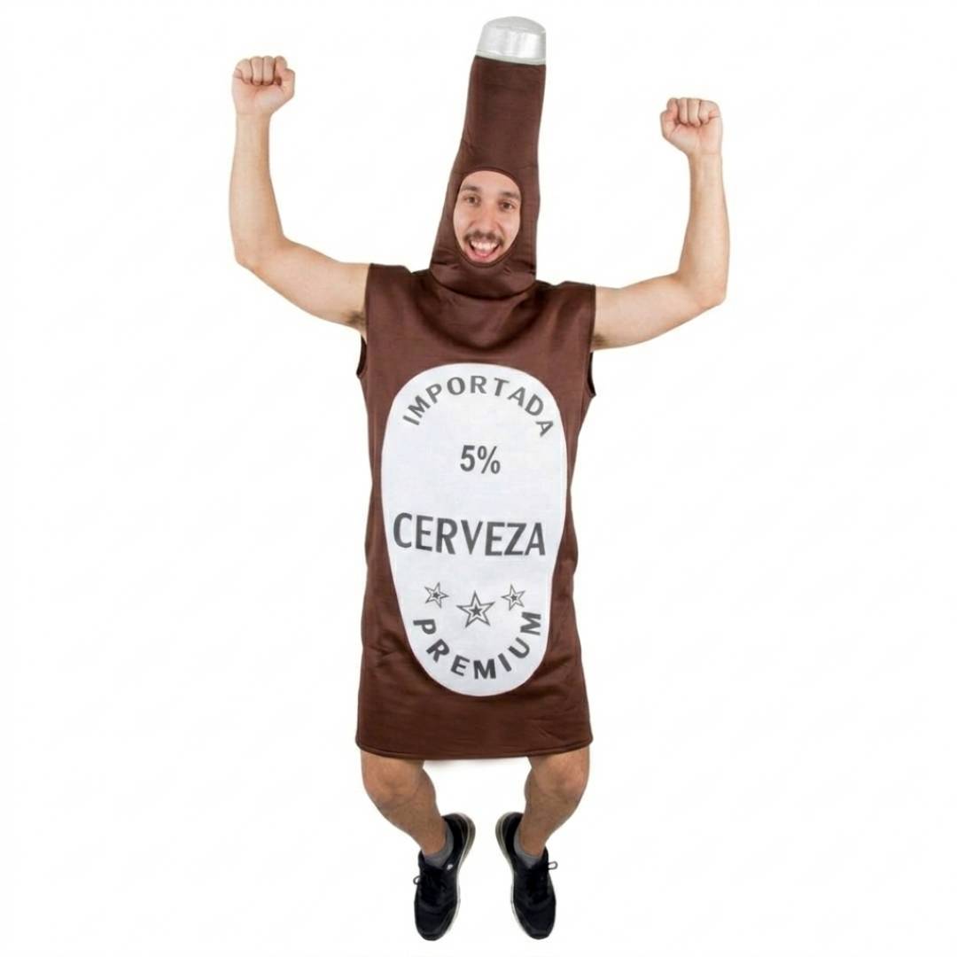 Disfraz de Botella de Cerveza para Adulto - Talla Única Unisex | Traje Original y Divertido para Carnaval, Halloween, Despedidas y Fiestas Temáticas - Disfraz de Cerveza Importada Premium en Una Pieza