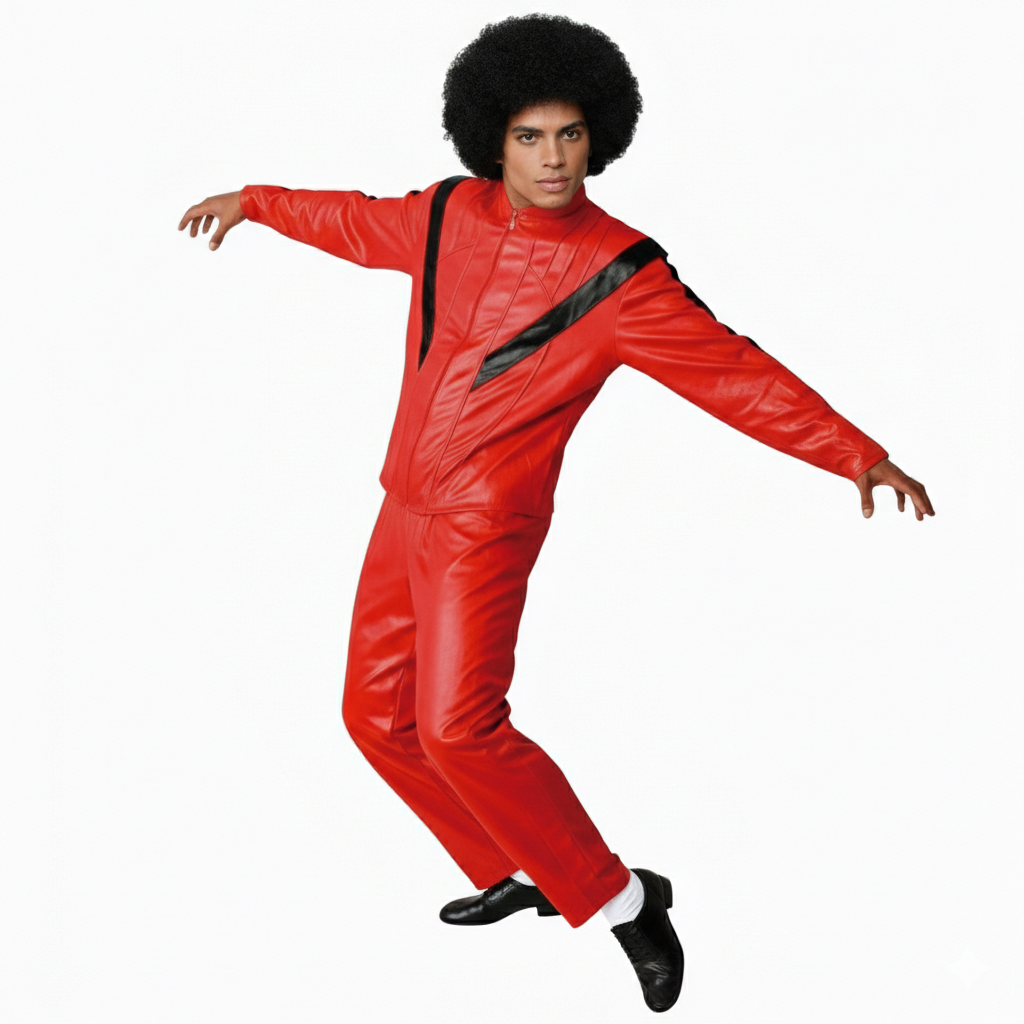 Disfraz de Cantante Estrella del Pop 80s | Chaqueta y Pantalón Rojo para adulto Talla Única M/L