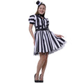 Disfraz de Rayas Blanco y Negro para Mujer - Vestido Temático de Cine y Fantasía con Accesorios - Tallas S M L