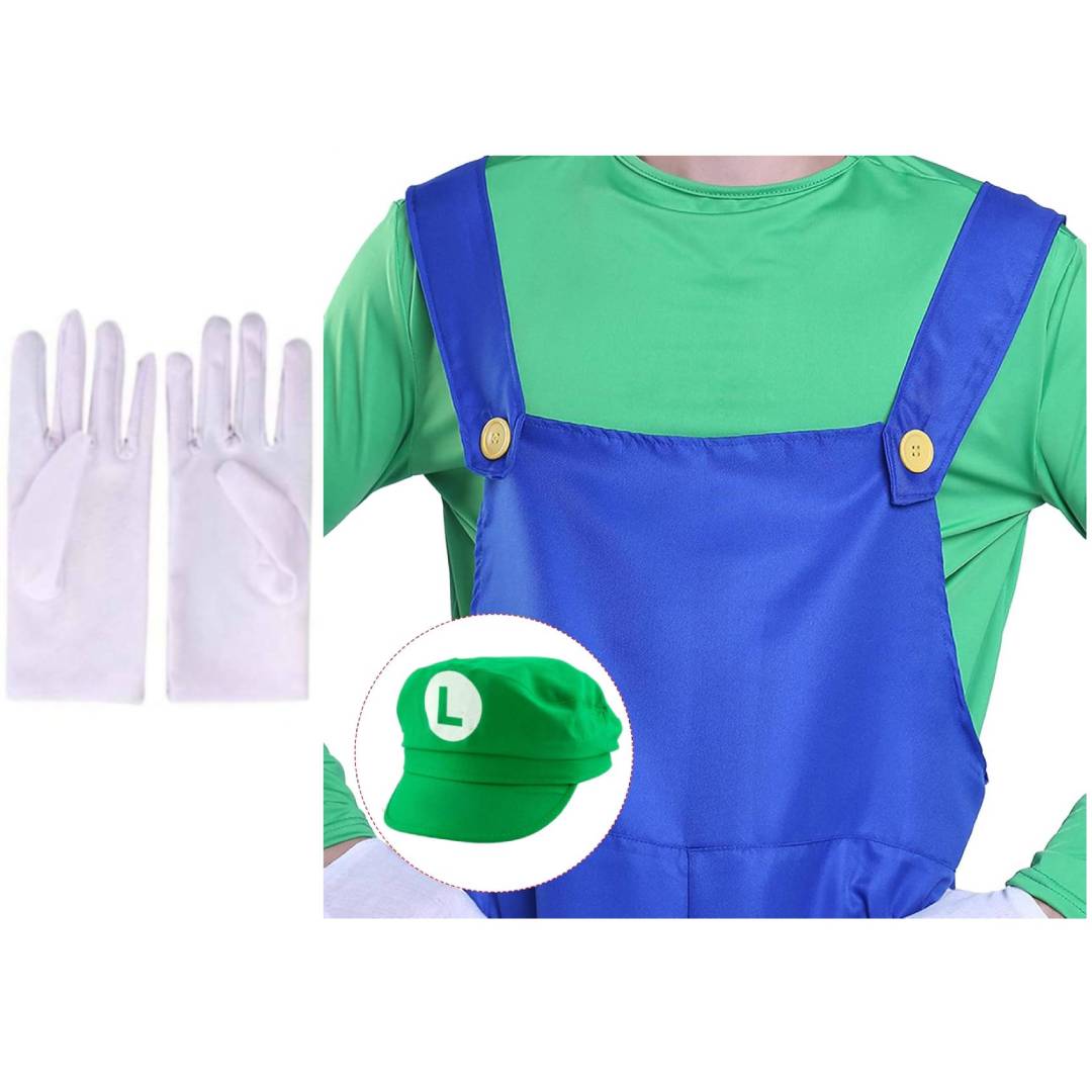 Disfraz de Fontanero Clásico para Adulto - Mono Azul con Gorra y Guantes | Ideal Carnaval, Halloween y Cosplay - Tallas S-XL