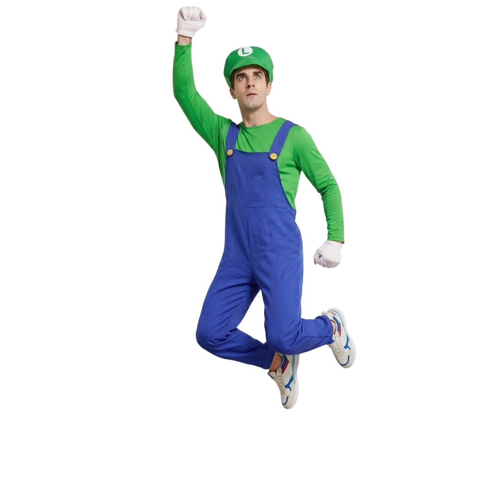 Disfraz de Fontanero Clásico para Adulto - Mono Azul con Gorra y Guantes | Ideal Carnaval, Halloween y Cosplay - Tallas S-XL