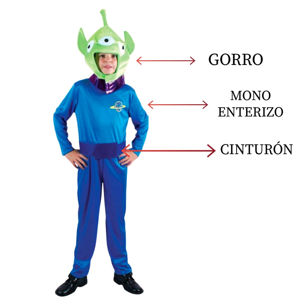 Disfraz de Alienígena Galáctico para Niños - Traje Espacial Completo con Gorro y Cinturón | Talla 3 a 12 años