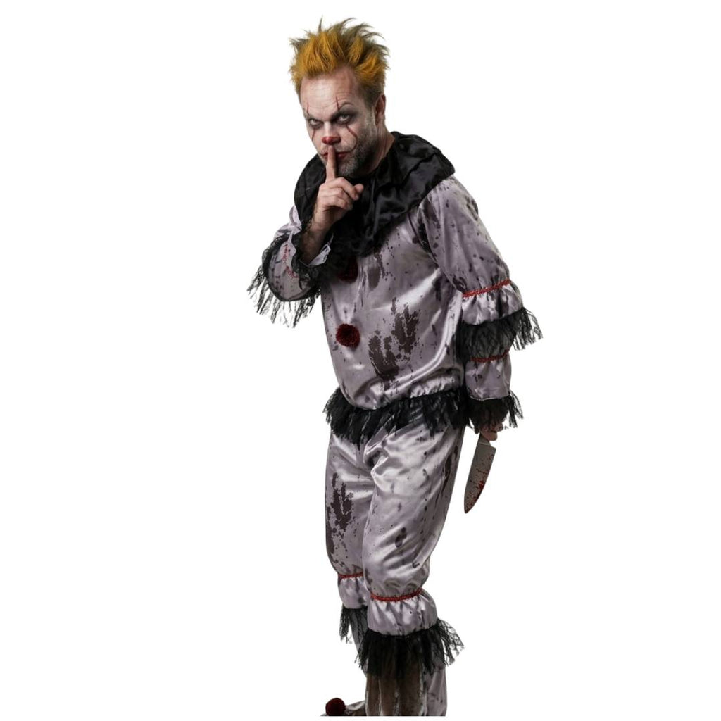Disfraz de Payaso Siniestro Adulto - Mono Enterizo con Sangre Falsa para Halloween y Carnaval - Tallas M, L, XL