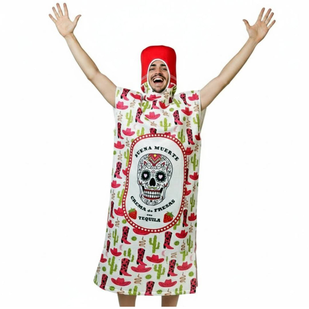 Disfraz de Botella de Tequi-Fresa Calavera - Traje Original Adulto Carnaval | Fiesta Mexicana