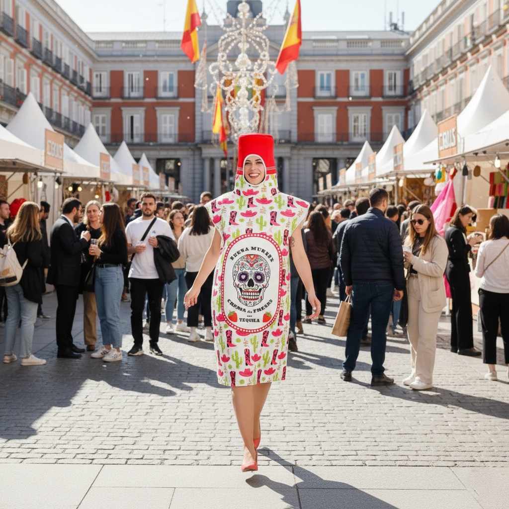 Disfraz de Botella de Tequi-Fresa Calavera - Traje Original Adulto Carnaval | Fiesta Mexicana