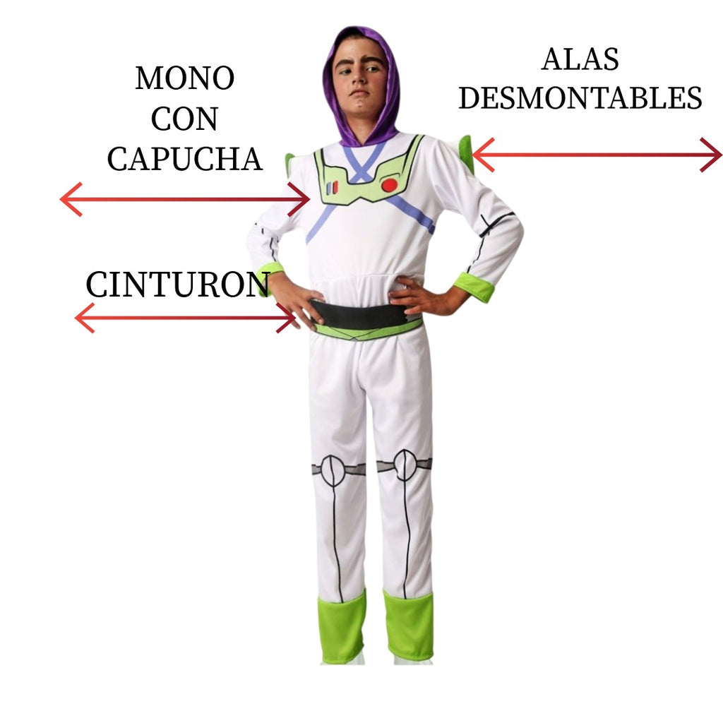 Disfraz de Guardián Galáctico para Niños - Traje Completo de Explorador del Espacio con Capucha y Alas - Ideal para Carnaval, Halloween y Fiestas Temáticas.