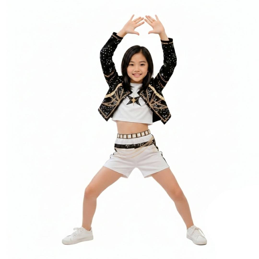 Disfraz K-Pop para Niña Traje Musical de 3 Piezas Estilo Idol Coreana con Chaqueta y Pantalón (Tallas 3-12 Años)