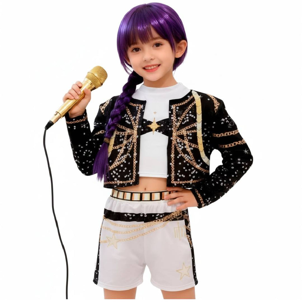 Disfraz K-Pop para Niña Traje Musical de 3 Piezas Estilo Idol Coreana con Chaqueta y Pantalón (Tallas 3-12 Años)
