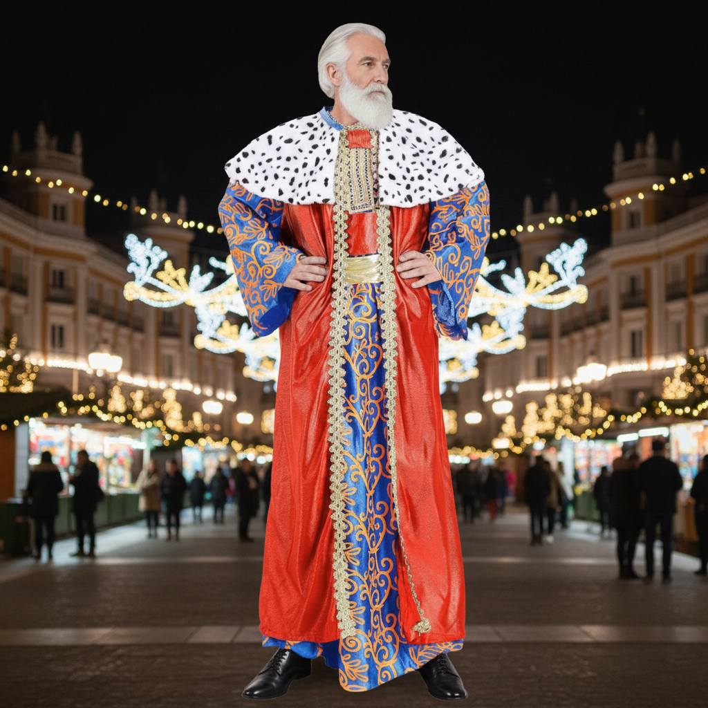 Disfraz Rey Mago Adulto - Traje con Bastón y Corona Dorada | Halloween, Carnaval