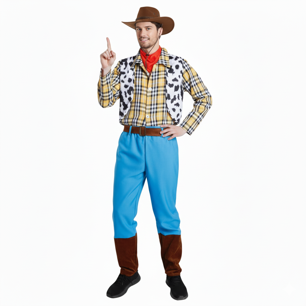 Disfraz Vaquero Lujo - Sheriff Western | Carnaval, Fiestas Temáticas | Con Sombrero Cowboy Marrón