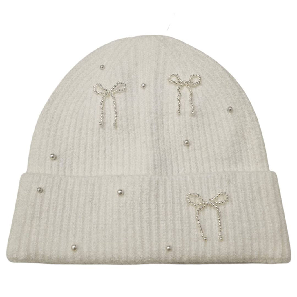 Pack Duo "Pearl & Bow" Beanie – La Colección Coquette – Negro, Off-White.