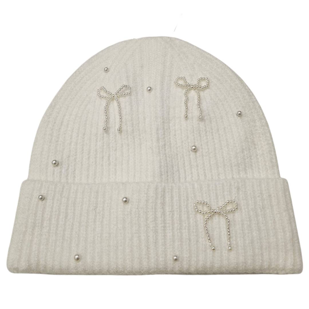 Pack Duo "Pearl & Bow" Beanie – La Colección Coquette – Negro, Off-White.