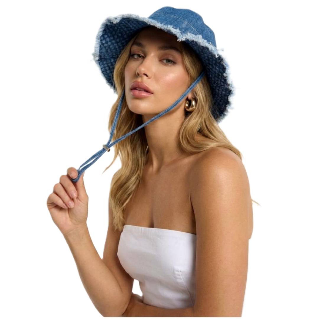 Sombrero Pescador Bucket Hat Denim Premium Ajustable - Gorro Jean Ala Ancha 7cm Algodón 100% Resistente Estilo Retro Urbano Unisex