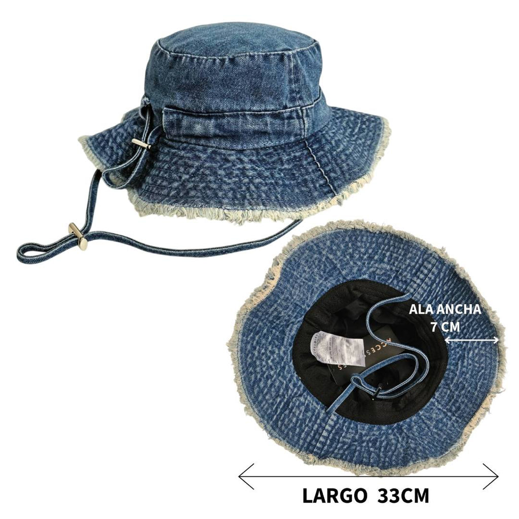 Sombrero Pescador Bucket Hat Denim Premium Ajustable - Gorro Jean Ala Ancha 7cm Algodón 100% Resistente Estilo Retro Urbano Unisex