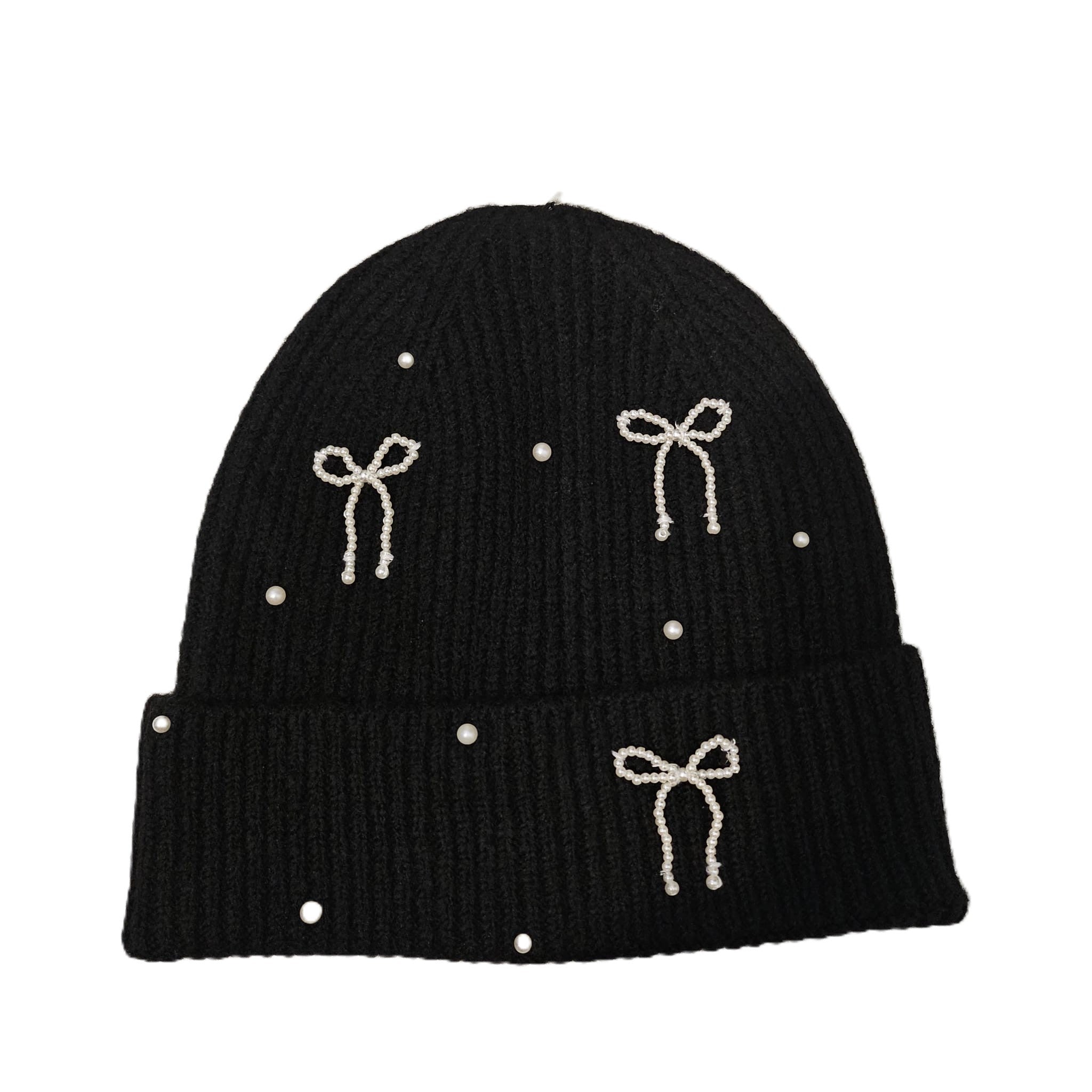 Pack Duo "Pearl & Bow" Beanie – La Colección Coquette – Negro, Off-White.