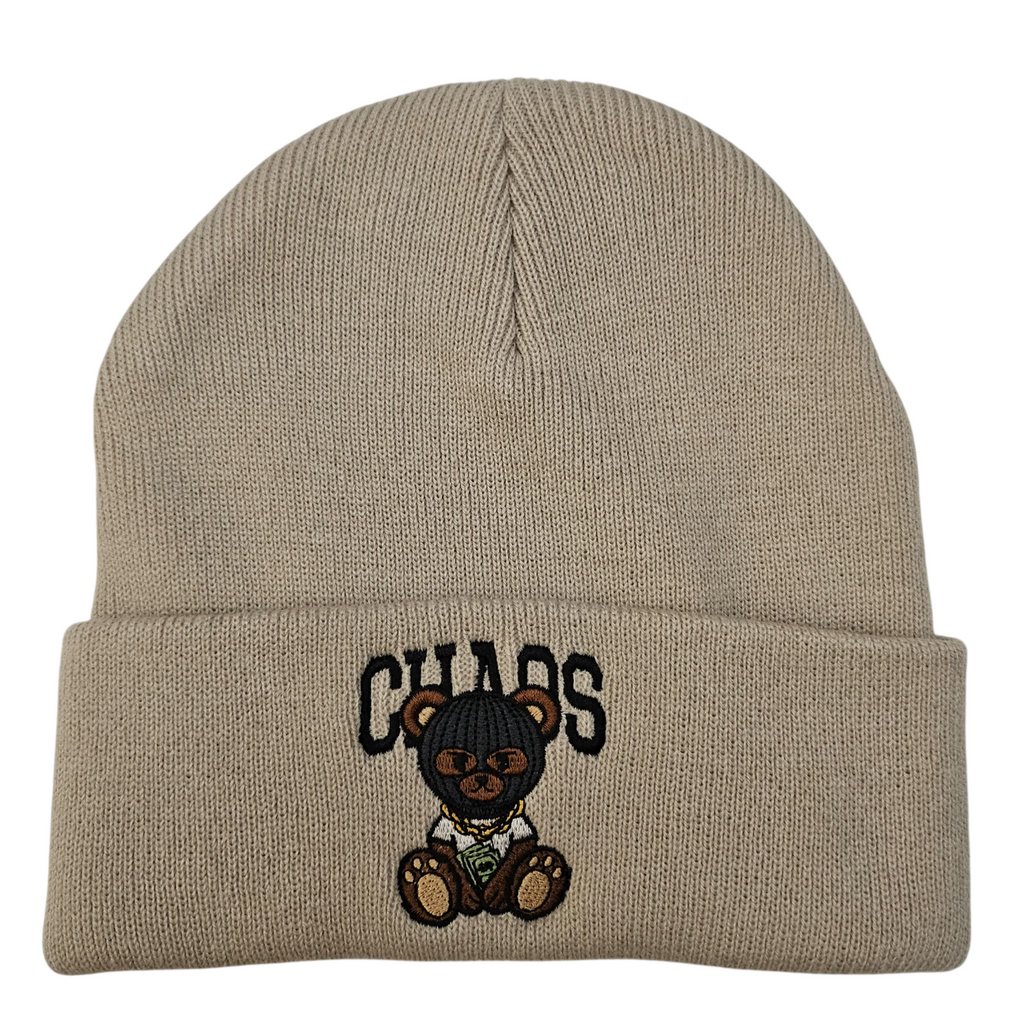 Pack Duo "Chaos Bear" Beanie – El Gorro de Pareja Definitivo – Street Style Beige.