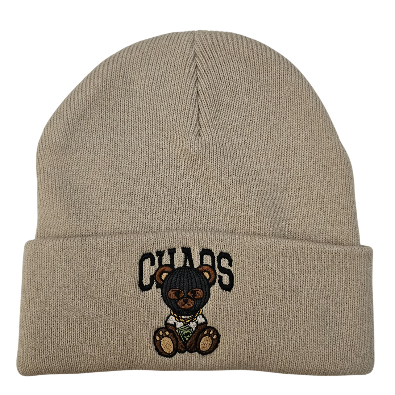 Pack Duo "Chaos Bear" Beanie – El Gorro de Pareja Definitivo – Street Style Beige.