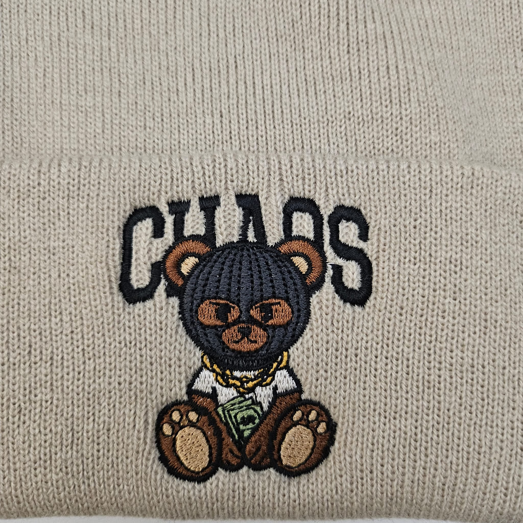 Pack Duo "Chaos Bear" Beanie – El Gorro de Pareja Definitivo – Street Style Beige.
